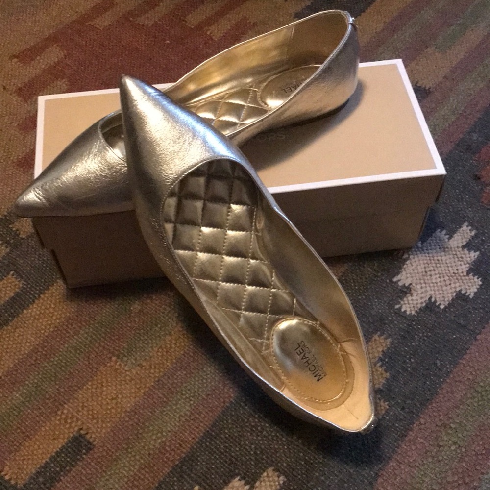 Michael Kors gold Arianna flats